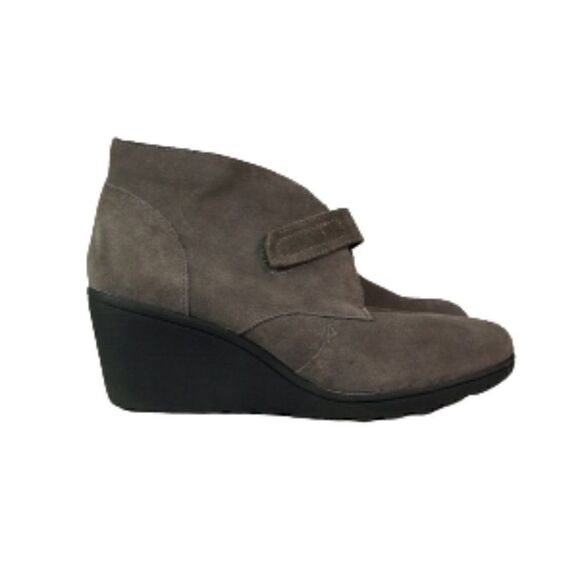 White Mountain Gray Suede Wedge Ankle Boots - Picture 9 of 11